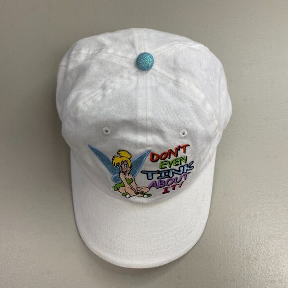 Disney Hat Cap Strap Back Tinkerbell Peter Pan Girls Kids Youth White Glitter - Picture 2 of 12